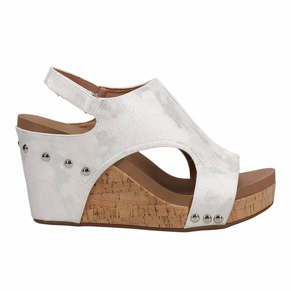 CORKYS FOOTWEAR Shoes - NEW CORKYS FOOTWEAR women's tiffanee wedge sandals in white metallic